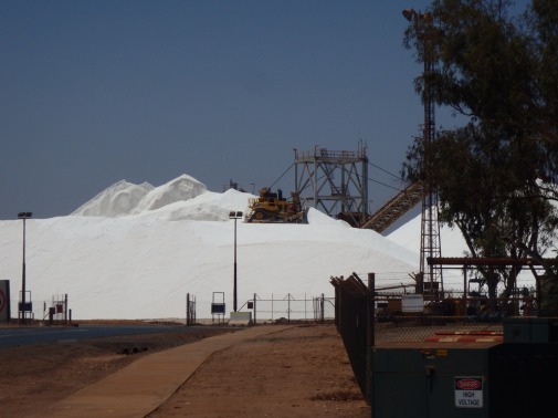 A mountain of salt nig enough to drive a bulldozer about on
